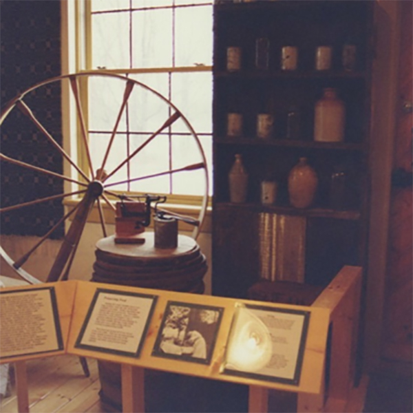 Left & Middle: Museum exhibits interpreting pioneer life